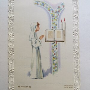 1968 Vintage French Holy Communion Card-Lacy Cut Card