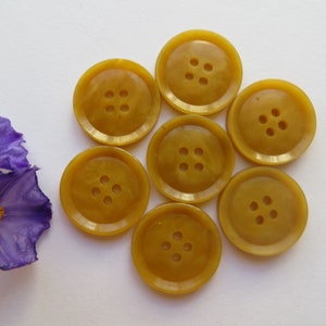 50s Vintage Unisex 4-Hole Rimmed Caramel Yellow Blouse Dress Craft Buttons-18mm image 8