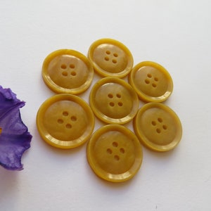 50s Vintage Unisex 4-Hole Rimmed Caramel Yellow Blouse Dress Craft Buttons-18mm image 3
