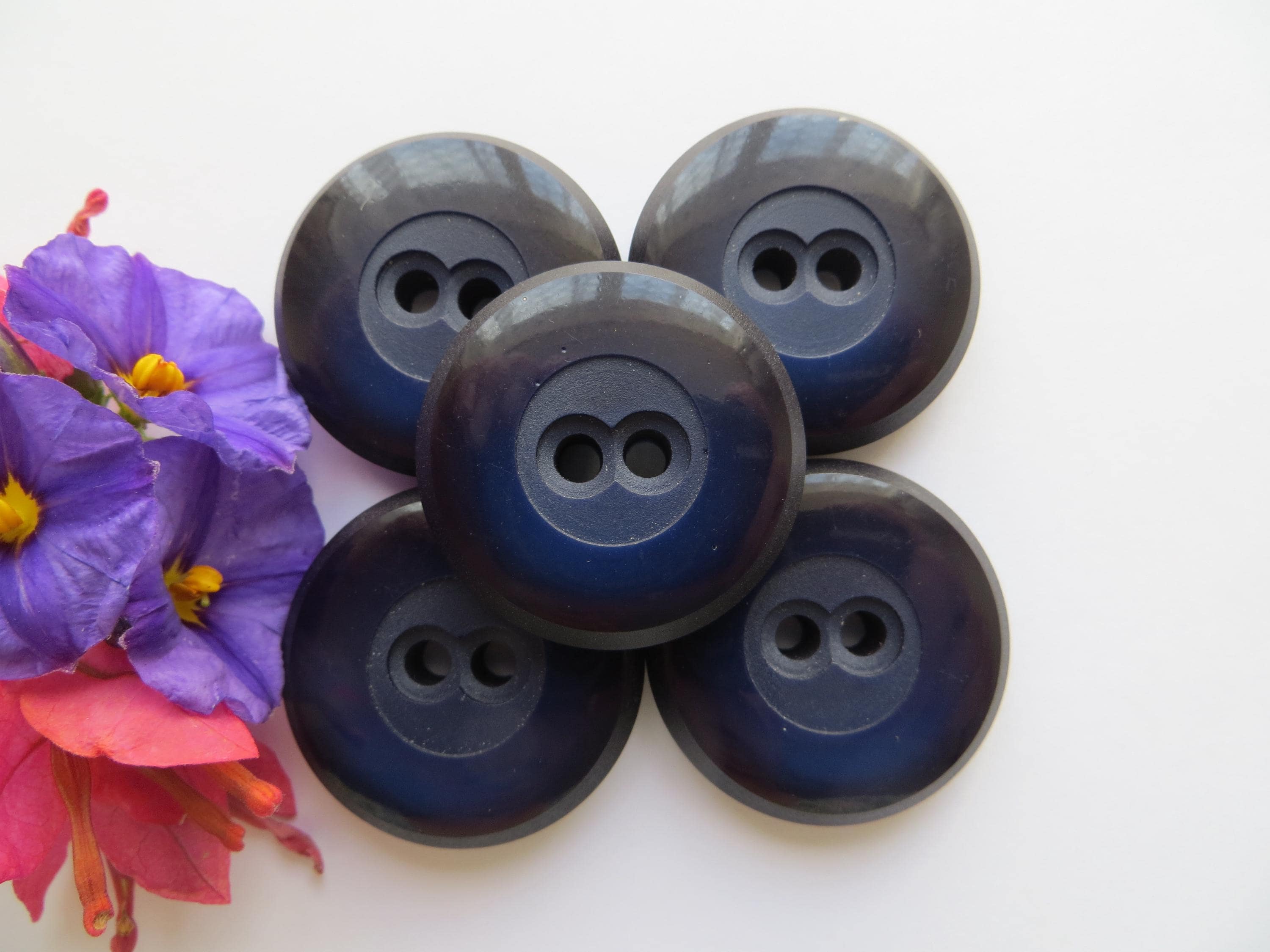 1950s Vintage Big 'Owl Eyes' Mottled Dark Blue Coat Jacket Cape Dress Buttons-30mm