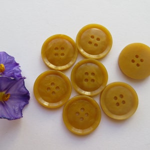 50s Vintage Unisex 4-Hole Rimmed Caramel Yellow Blouse Dress Craft Buttons-18mm image 5