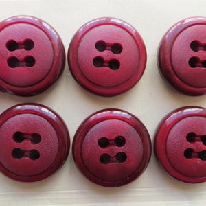 1950s Vintage Med Rimmed 4-Hole Burgundy Red Coat Jacket Dress Buttons-30mm