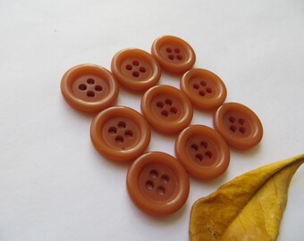 Botões vintage dos anos 60, tamanho pequeno, unissex, com 4 furos e borda, cor caramelo, para camisas e vestidos - 15 mm