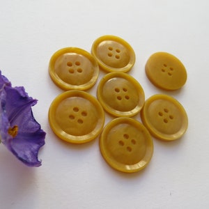 50s Vintage Unisex 4-Hole Rimmed Caramel Yellow Blouse Dress Craft Buttons-18mm image 7