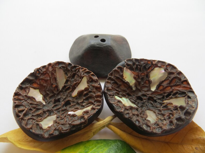 50s Vintage Big Concave /'Shell Inlaid/' Brown Coat Jacket Dress Replacement Buttons-37mm