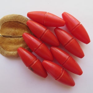 1930s Vintage Art Deco Bullet-shape Red Coat Jacket Dress Toggles Buttons-38mm x 14mm