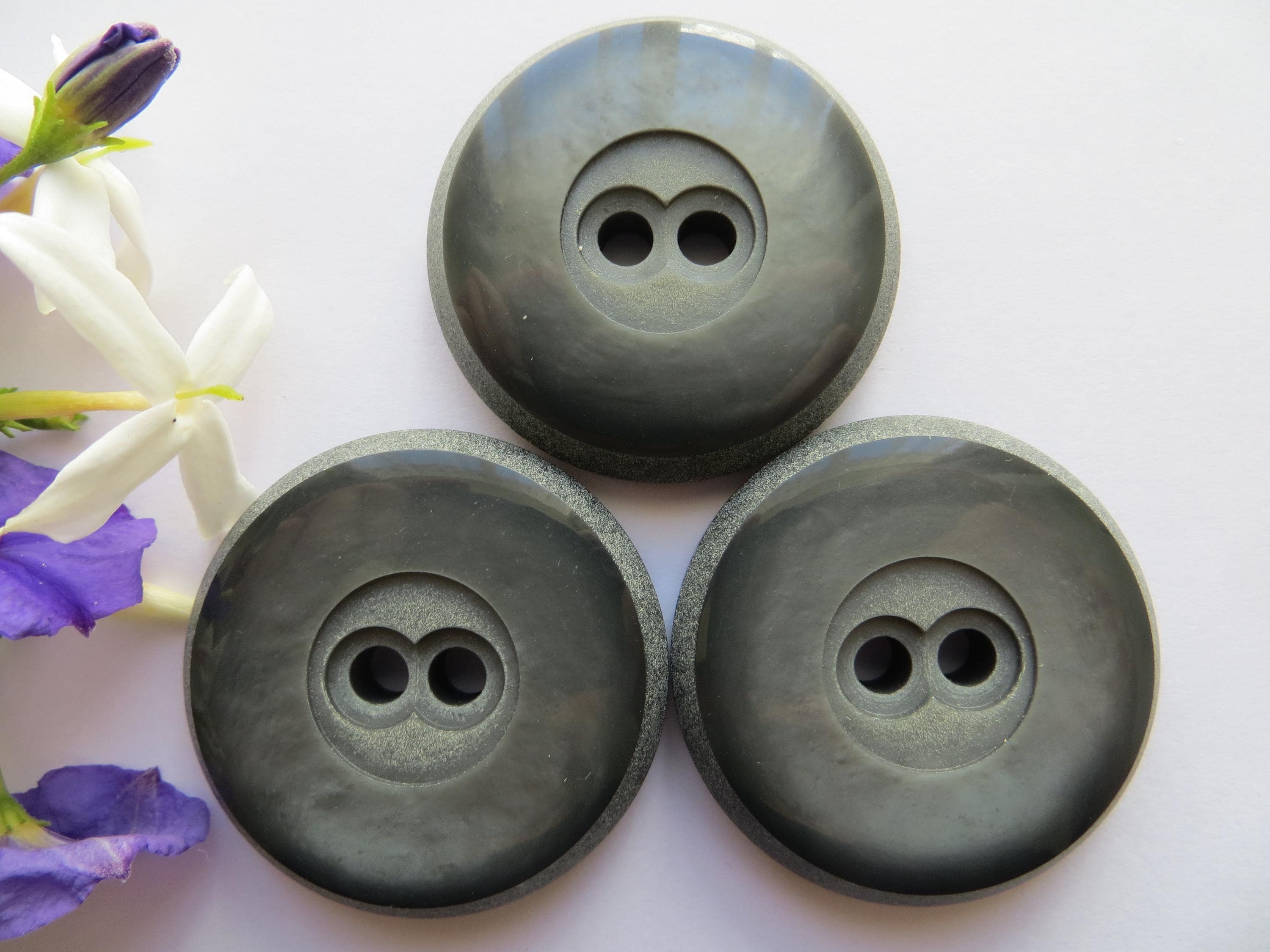 1950s Vintage Big 'Owl Eyes' Mottled Grey Coat Jacket Cape Dress Buttons-35mm