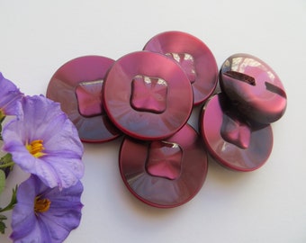 1950's Vintage Big Moonglow 'Square within Circle' Cranberry Purple Coat Jacket Dress Buttons-30mm
