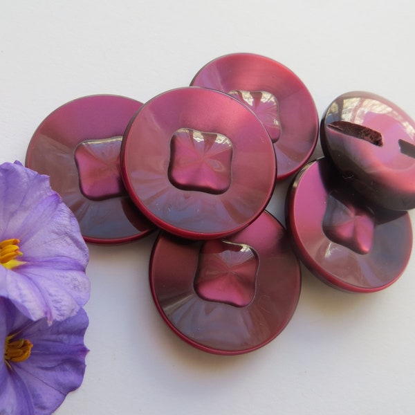 1950's Vintage Big Moonglow 'Square within Circle' Cranberry Purple Coat Jacket Dress Buttons-30mm