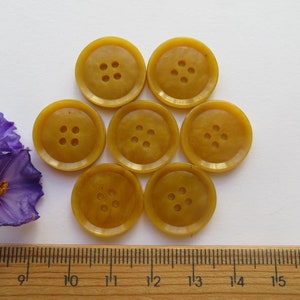 50s Vintage Unisex 4-Hole Rimmed Caramel Yellow Blouse Dress Craft Buttons-18mm image 6