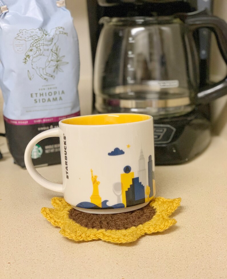 Crochet Sunflower Coaster Set