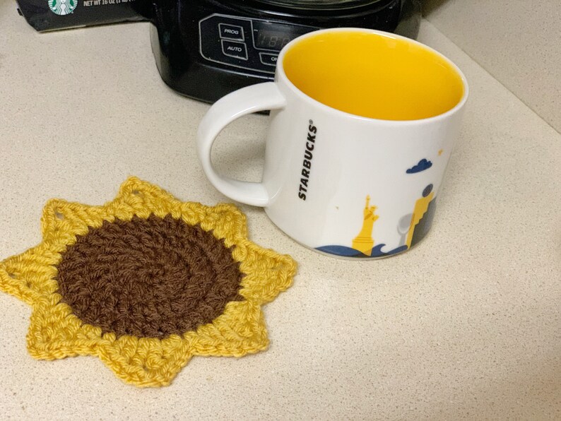 Crochet Sunflower Coaster Set