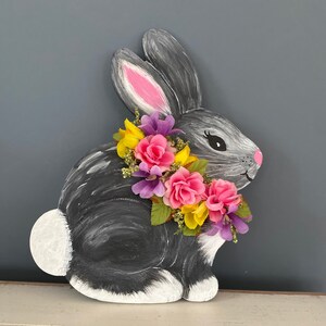 Spring Bunny Wall Hanging. Bunny Plaque. Hand Painted Bunny. Spring Decor. Easter Decorations. Spring and Easter Gifts. OOAK Handmade Bunny