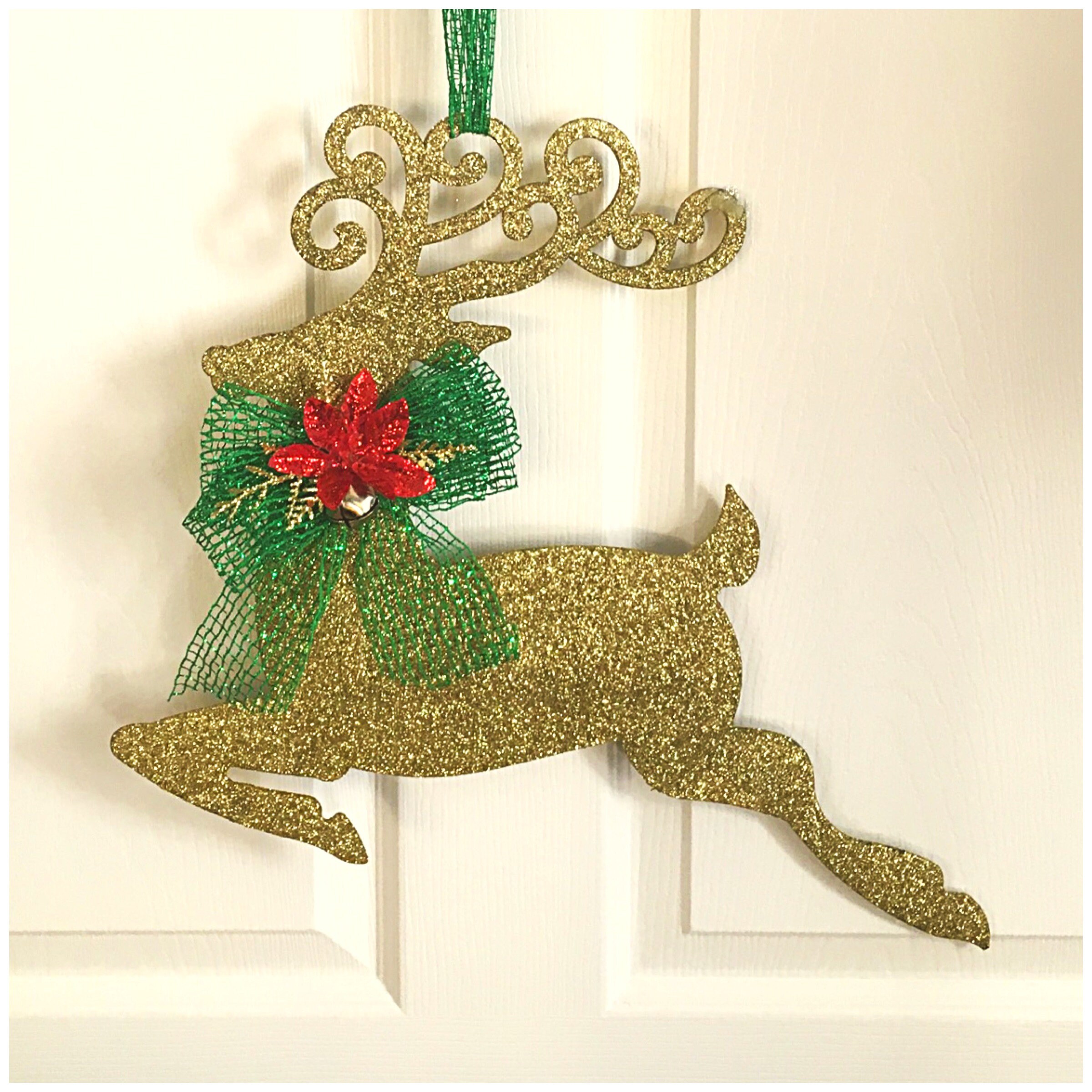 Gold Reindeer Christmas Reindeer Christmas Door Reindeer Etsy