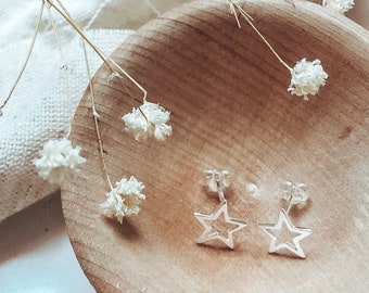 Sterling Silver Open Star Earrings | Celestial Jewellery | Astrological | Gifts For Her | Star Gift | Star Jewellery | Stud Earrings