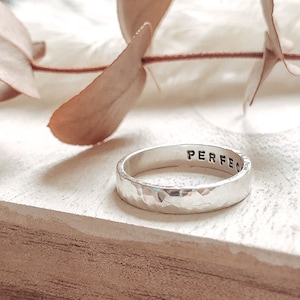 Sterling Silver Personalised Message Ring | Gifts For Her | Personalised Jewellery | Hand Stamped | Secret Message Ring | Wedding Ring