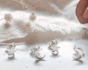 Sterling Silver Celestial Stud Earrings | Mix & Match | Star Gift | Celestial Earrings | Moon Earrings | Boho Jewellery | Bohemian Style