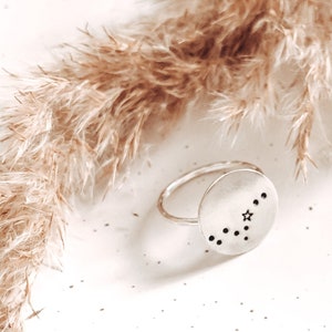Sterling Silver Hand Stamped Constellation Ring | Horoscope | Zodiac | Celestial | Star Sign | Astrology | Personalised Jewellery