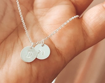 Hand Stamped Mini Disc Personalised Necklace Sterling Silver or Gold Filled/Vermeil | Initial Necklace | Name Necklace | Initial Jewellery