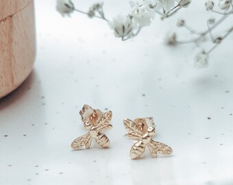 24k Gold Plated Sterling Silver Bee Earrings  / Tiny Honey Bee Stud Earrings / Gifts For Her / Bee Gift / Stud Earrings / Bridesmaid Gifts