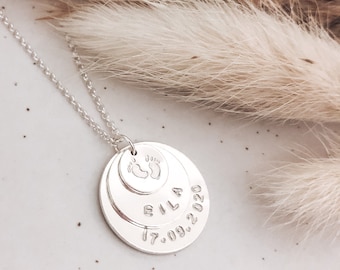 Sterling Silver Hand Stamped Trio Disc Personalised Necklace | Name Jewellery | Date Jewellery | Family Necklace | Personalised Jewellery |