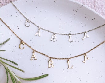 Personalised Alphabet Charm Name Necklace - Sterling Silver | Name Jewellery | Initial Jewellery | Personalised Jewellery | Gifts for her