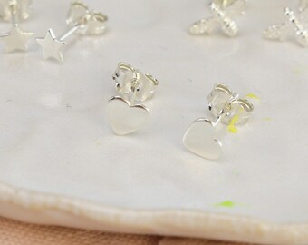 Sterling Silver Heart Stud Earrings // Gifts For Her // Heart Jewellery // Love Gift // Stud Earrings // Bridesmaid Gifts