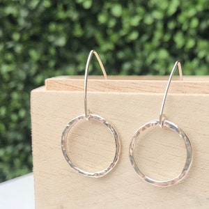 Hammered Sterling Silver Karma Circle Drop Earrings Eternity Womens Earrings Friendship Gifts Bridesmaids Gifts for her Wedding image 5