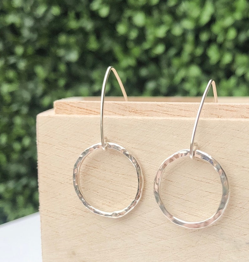 Hammered Sterling Silver Karma Circle Drop Earrings Eternity Womens Earrings Friendship Gifts Bridesmaids Gifts for her Wedding image 5