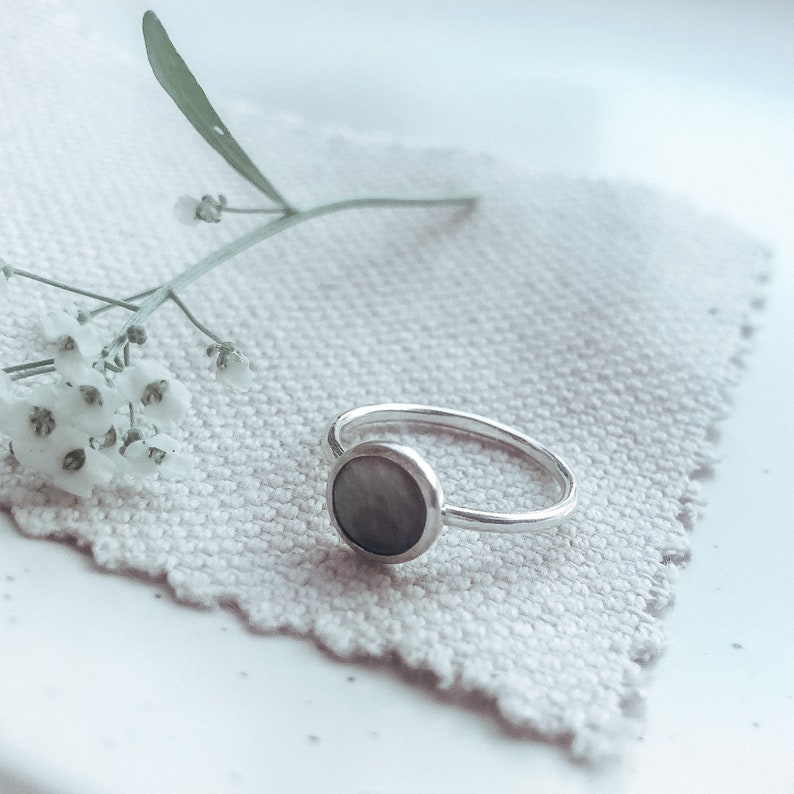 Sterling Silver Black Lip Mother of Pearl Ring Semi Precious Bridesmaid Mother of Pearl Gifts For Her Ocean Inspired Nature image 7