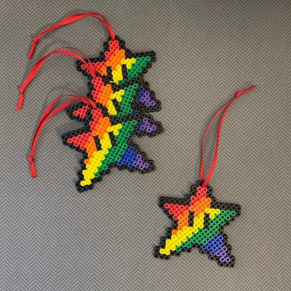 Super Mario Rainbow Star Ornaments Set Of 4 Etsy