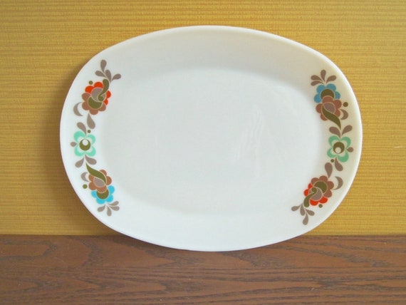 60s Vintage Jaj Pyrex Carnaby Pattern Sandwich Plate / Rectangular /
