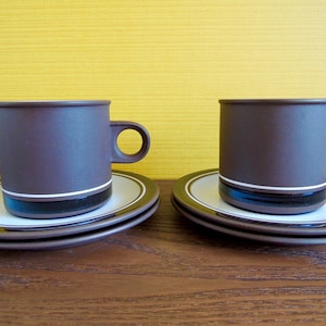 Hornsea Contrast Mug Set: 70s Vintage Tea Cups and Side Plates