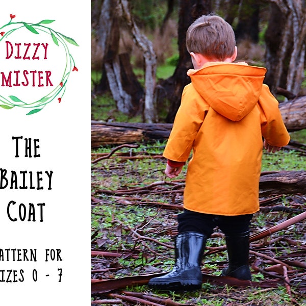 Kids raincoat sewing pattern, children's coat digital download, toddler jacket PDF pattern, waterproof sewing pattern