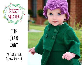Girls coat sewing pattern, childrens jacket digital download, sixties coat pattern, mod style PDF pattern