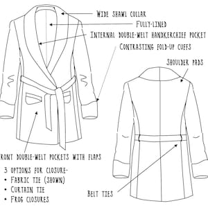 Smoking Jacket Sewing Pattern, Mens Jacket PDF Pattern, Mens Sewing ...