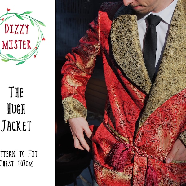 Smoking jacket sewing pattern, mens jacket PDF pattern, mens sewing digital download, menswear sewing pattern, mens coat pattern