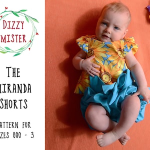 Girls shorts sewing pattern, kids shorts digital download, toddler pdf pattern, baby girl bloomers sewing pattern