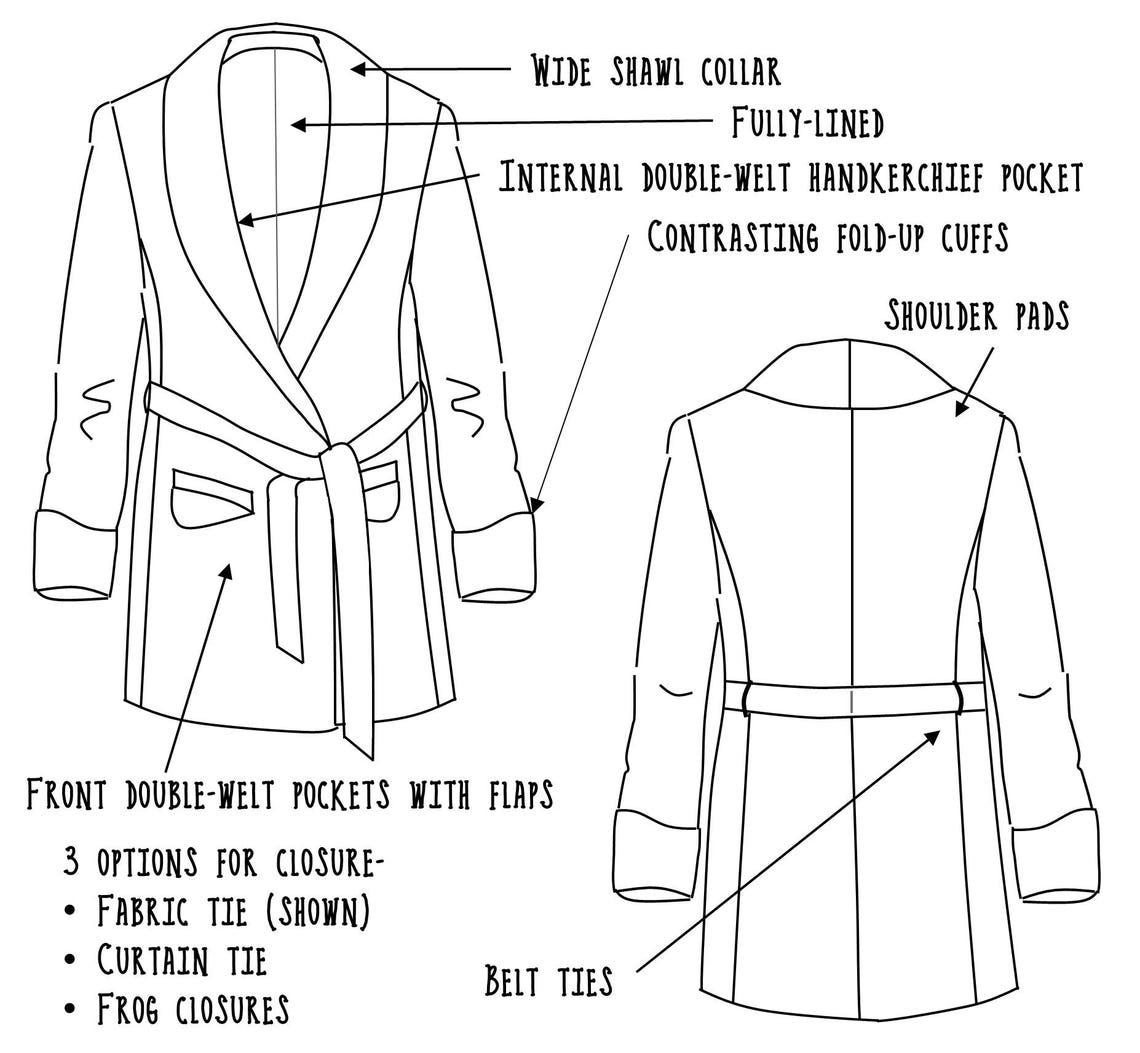 Smoking Jacket Sewing Pattern Mens Jacket PDF Pattern Mens Etsy
