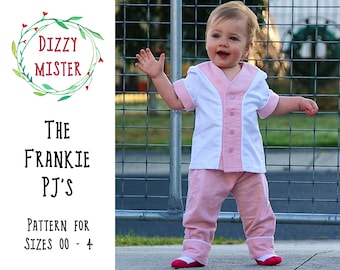Kids pyjama sewing pattern, PJs PDF pattern, boys pyjamas digital download, girls jammies sewing pattern, toddler PJs sewing pattern