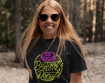 Bigfoot Donut Shirt,Retro Neon Bigfoot Shirt,Big Foot circle logo,Funny Tee,Big Foot Shirt,Yeti Shirt,Sasquatch Shirt,Squatch Tee