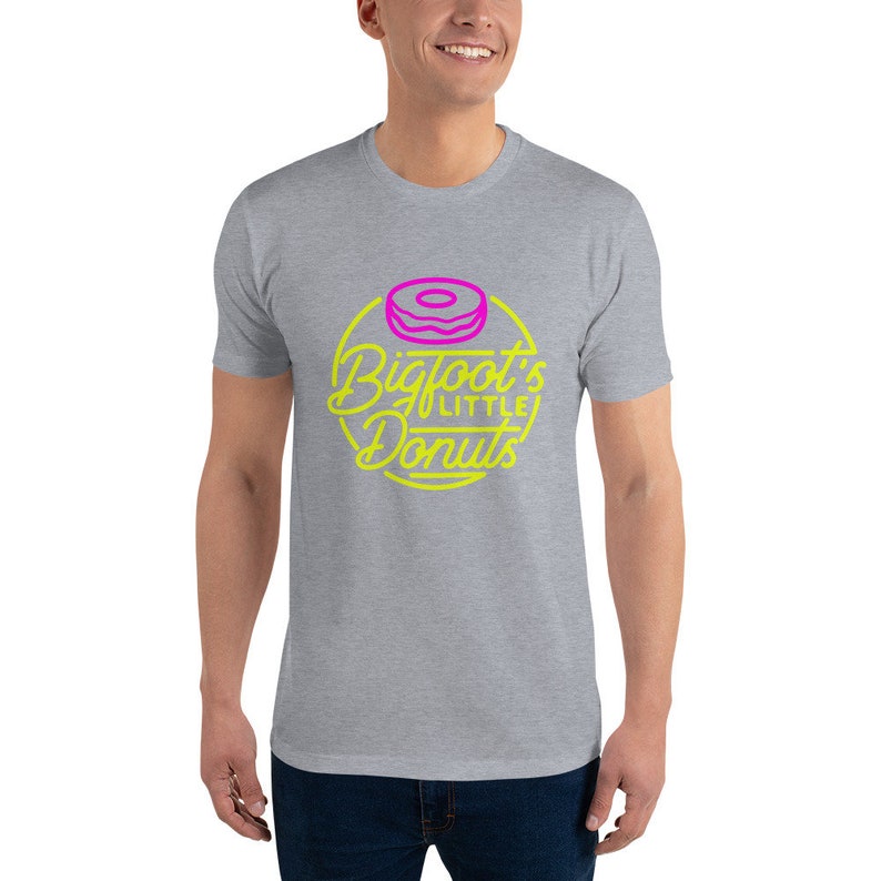 Short Sleeve T-shirt Bigfoot's Little Donuts Neon Pink Donut Logo