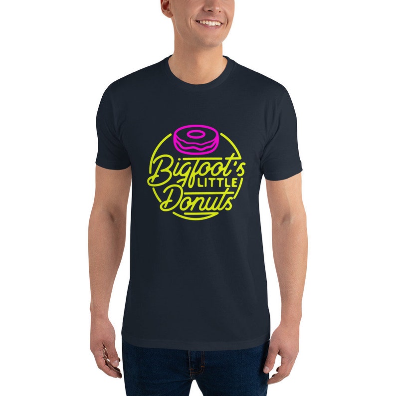 Short Sleeve T-shirt Bigfoot's Little Donuts Neon Pink Donut Logo