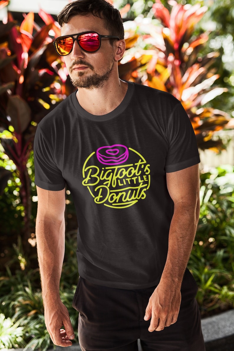 Bigfoot Donut Shirt,Retro Neon Bigfoot Shirt,BigFoot Donut circle logo,BigFoot Shirt,Yeti Shirt,Sasquatch Shirt,Squatch Tee, image 1