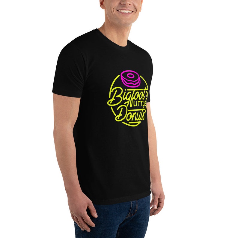 Short Sleeve T-shirt Bigfoot's Little Donuts Neon Pink Donut Logo