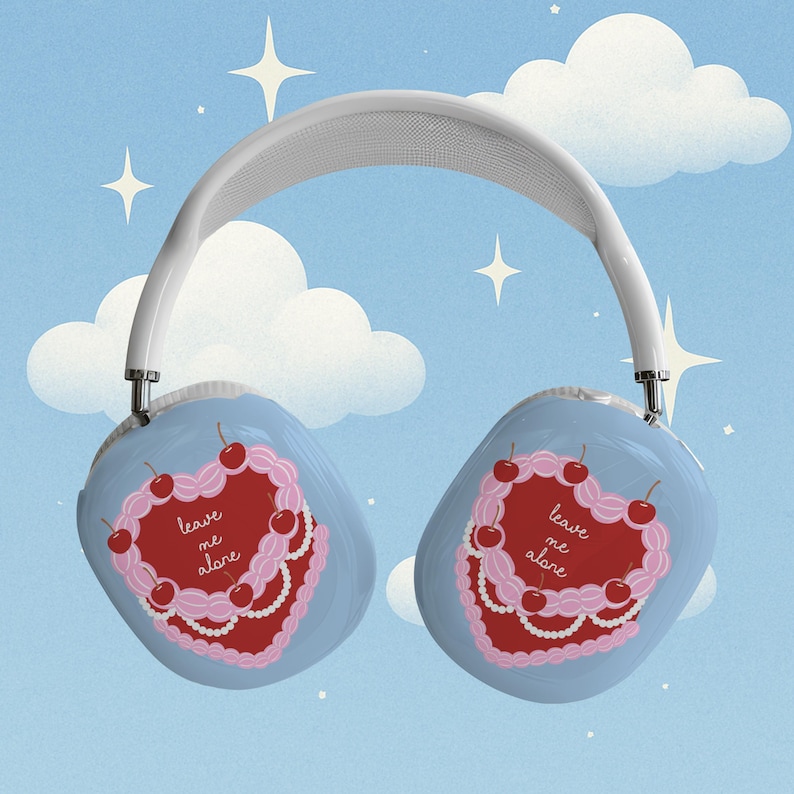 Leave Me Alone AirPods Max Case Cherry Cake Heart Design Coquette Headphone Cover Sweet Treat Hot Girl Walk Funny Apple Max Accessory image 1