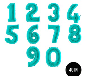 40 Inch Robin Egg Blue Number Balloon Mylar Birthday Party Decorations Number 4