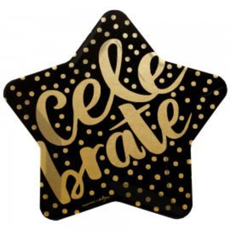 Pkg 8 Cake Plate Black /& Gold Party Napkins Bridal Shower Reception Party plates Paper Celebrate Engagement Party Wedding napkins