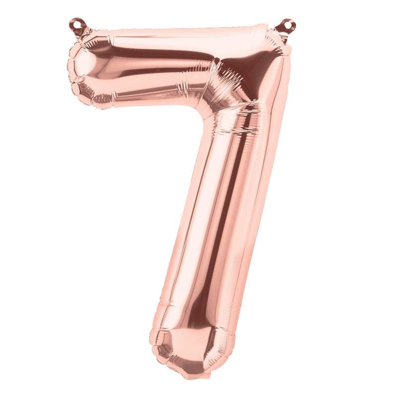 Small 13.5 Balloon Anniversary Birthday balloon Alphabet or Number Foil Balloon SEVEN Rose Gold Number 7 Balloons