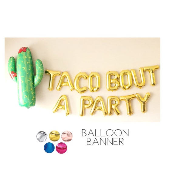 Second Birthday Party Photo Shoot Booth Decoration Pink TACO TWOSDAY Balloons 2 Rose Gold Number Two Blue Silver Pink Cactus Gold